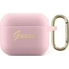 Apple AirPods 3 Guess silikoninis Vintage Script (GUA3SSSI) ausinių dėklas rožinės spalvos