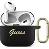 Guess Apsauginis dėklas GUA3SSSK silikoninis Vintage Script, skirtas AirPods 3 juodas
