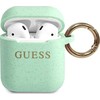 Guess apsauginis dėklas GUACCSILGLGN silikoninis blizgus, skirtas AirPods 1/2 žalias
