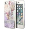 „Guess“ dėklas su skystais blizgučiais ir gėlių raštais, skirtas iPhone SE 2022 / SE 2020 / 7 / 8 - violetinė