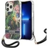 Apple iPhone 13 Pro Guess dėklas Flower Strap (GUHCP13LHFLSB) mėlynos spalvos