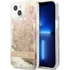 Guess dėklas iPhone 13 GUHCP13MLFLSD auksiniam kietam dėklui Glitter Flower