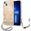 Apple iPhone 13 Mini Guess dėklas Flower Strap (GUHCP13SHFLSD) aukso spalvos