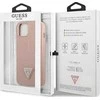 Guess GUHCP13SPSATLP Apple iPhone 13 mini 5,4″ rožinės spalvos kietas dėklas SaffianoTriangle Logo