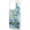 Guess GUHCP13XLFLSN Apple iPhone 13 Pro Max 6,7″ žalias kietas dėklas Flower Liquid Glitter