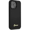 Guess GUHMP13LLSLMGBK Apple iPhone 13 Pro / 13 6,1″ juodos spalvos kietas dėklas Silicone Script Gold Logo MagSafe