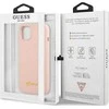 Apple iPhone 13 Guess dėklas silikoninis Script Gold Logo Magsafe (GUHMP13MLSLMGLP) light rožinės spalvos