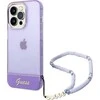 Apple iPhone 14 Pro Max Guess dėklas Translucent Pearl Strap violetinės spalvos
