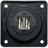 Hager Polo 926022505 „Integro“ dvigubas USB įkrovimo lizdas, 12 V, 3 A, matinės antracito spalvos, juodo mechanizmo