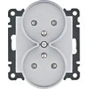 Hager Polo WL1342 Lumina Lizdas maitinimo blokas su įžeminimu dvigubas su sklendės kontaktais 16A/250VAC Sidabrinė WL1342