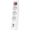 Hama Power Strip 3 lizdai, 1 USB C, 1 USB A, 1,4 m, balta
