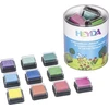 HEYDA rašalo pagalvėlė „Rainbow“ 10 spalvų, vaikiška rašalo pagalvėlė, violetinė, rožinė, mėlyna, žalia, raudona, violetinė, geltona, 30 mm, 30 mm