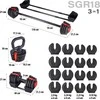 Reguliuojamų hantelių rinkinys SGR18 Pro Set 3in1 20 kg HMS