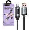 Duomenų kabelis su skaitmeniniu ekranu USB A į USB C Hoco PD 6A 100W 1,2 m U148 juodas