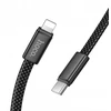 Plokščias USB C į Lightning kabelis Hoco PD 30W 1 m X125 juodas