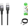 Silicone Cable USB C to USB C Hoco 3A 60W 3 m X109 juodas