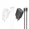 Telefono įkroviklis Hoco USB C QC PD 20W + laidas USB C į USB C N60 juodas