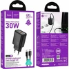 Telefono įkroviklis Hoco USB C QC PD 30W + laidas USB C į USB C N62 juodas