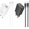 Telefono įkroviklis Hoco USB A + USB C QC3.0 PD 3A 20W + laidas USB C - Lightning N61 juodas