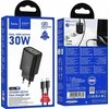 Telefono įkroviklis Hoco USB A + USB C QC3.0 PD 3A 30W + laidas USB C į Lightning N63 juodas