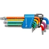 Hogert Technik 9 dalių "Torx" raktų rinkinys, ilgas kotas, spalvotas