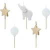 PartyDeco Gimtadienio žvakutės "Drambliukas" spalvotos 5 vnt 3*5cm