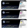 „Hewlett Packard“ (HP) HP 201X originalios „LaserJet“ dažų kasetės, žydros / rausvai raudonos / „Geltona High Yield“ (3 pakuotės)