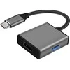ART Adapteris USB-C vyriškas/HDMI moteriškas 4K 30Hz + USB 3.0 PL 15cm oem