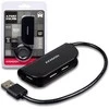 Axagon Handy keturių prievadų USB 2.0 šakotuvas su nuolat prijungtu USB kabeliu. Juodas.