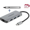 „DeLOCK“ USB 3.2 Gen 1 šakotuvas su 4 prievadais, gigabito LAN ir PD, laidinis, USB 3.2 Gen 1 (3.1 Gen 1) Type-C, 10, 100, 1000 Mbit/s, 10BASE-T, 100BASE-TX, 1000BASE-T, IEEE 802.1Q, IEEE 802.1ab, IEEE 802.3, IEEE 802.3az, IEEE 802.3u, IEEE 802.3x, pilkas