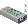 Delock USB 3.2 Gen 1 šakotuvas su 4 prievadais + 1 greito įkrovimo prievadu su jungikliu
