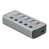 HUB USB Delock Hub USB 5 Gbps su 4 Portami + 1 Portem ładowania + 1 Portem USB-C PD 3.0 su przełącznikiem i podświetleniem