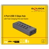 HUB USB Delock USB 5 Gbps Hub su 2 x USB Typ-A i 2 x USB Type-C™ gniazdo i 1 x port szybkiego ładowania + przełącznik
