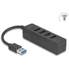 Delock USB šakotuvas 4 prievadų USB 5 Gbps su 4 x USB Type-A lizdais, juodas