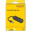 Delock USB šakotuvas 4 prievadų USB 5 Gbps su 4 x USB Type-A lizdais, juodas