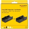 HUB USB Delock išorinis USB 5 Gbps šakotuvas su 2 x USB Type-A, 1 x USB Type-C™ ir SD + Micro SD lizdu su fiksavimo varžtu (64263)