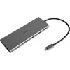 12-in-1 USB-C jungčių stotelė DELTACO, Triple display, 4K UHD 60 Hz, PD 85 W, sidabrinis / USBC-HDMI27 / 1902422