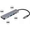 Fixed Fiksuotas | 5 prievadų USB-C mini šakotuvas nešiojamiesiems kompiuteriams ir planšetiniams kompiuteriams | FIXHU-MN-GR