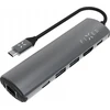 Fixed 6 prievadų USB-C HUB pilkame korpuse