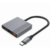 Gembird A-CM-COMBO3-05 USB Type-C 3 viename daugiaprievadis adapteris (USB prievadas + HDMI + USB-C vaizdo įrašymo įrenginys), pilkas