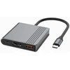 Gembird A-CM-COMBO3-05 USB Type-C 3 viename daugiaprievadis adapteris (USB prievadas + HDMI + USB-C vaizdo įrašymo įrenginys), pilkas