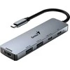 USB (3.0) šakotuvas 5 prievadų, UH-500, pilka, Genius, 2x USB 3.0,1x HDMI,2x USB-C, Maitinimas 100W