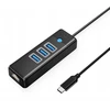 Orico PW3UR25-C3 USB šakotuvas 4 prievadų 3x USB-A 3.0 1x RJ45 2.5G Ethernet 1.8m - Juodas