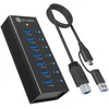 HUB USB Icy Box Box 7-Port USB 3.2 Gen 2 (10 Gpbs) Hub su 1x portem ładowania tabletu, w zestawie su adapteriu 12 V/3 A, całkowicie metalowy (Club Hub 618)