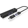 RAD ICY BOX IB-HUB1439-LAN Vielinis USB 3.2 Gen 1 (3.1 Gen 1) Type-A Juoda