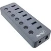 HUB USB InLine ® USB 3.2 Gen.1 mazgas, 7-prievadas, su jungikliu, aliuminio, pilka, su maitinimo šaltiniu