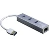 USB3.0 HUB 3Port Inter-Tech Argus IT-310-S 1x RJ45 Gigabit Lan pasyvus sidabrinis