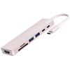 HUB USB Jcpal Linx USB-C 7in1 - USB-C adapteris (2 x USB-A 3.0 / USB-C 3.1 / HDMI 60Hz / micro/SD kortelių skaitytuvas / PD 100W) rožinė (JCP6363)