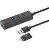HUB USB Manhattan Manhattan 180894 huby i koncentratory USB 3.2 Gen 1 (3.1 Gen 1) Type-A + Type-C 5000 Mbit/s Juodas