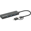 HUB USB Manhattan MANHATTAN 4-Port USB 3.0 Typ-C / Typ-A Kombi-Hub juodas